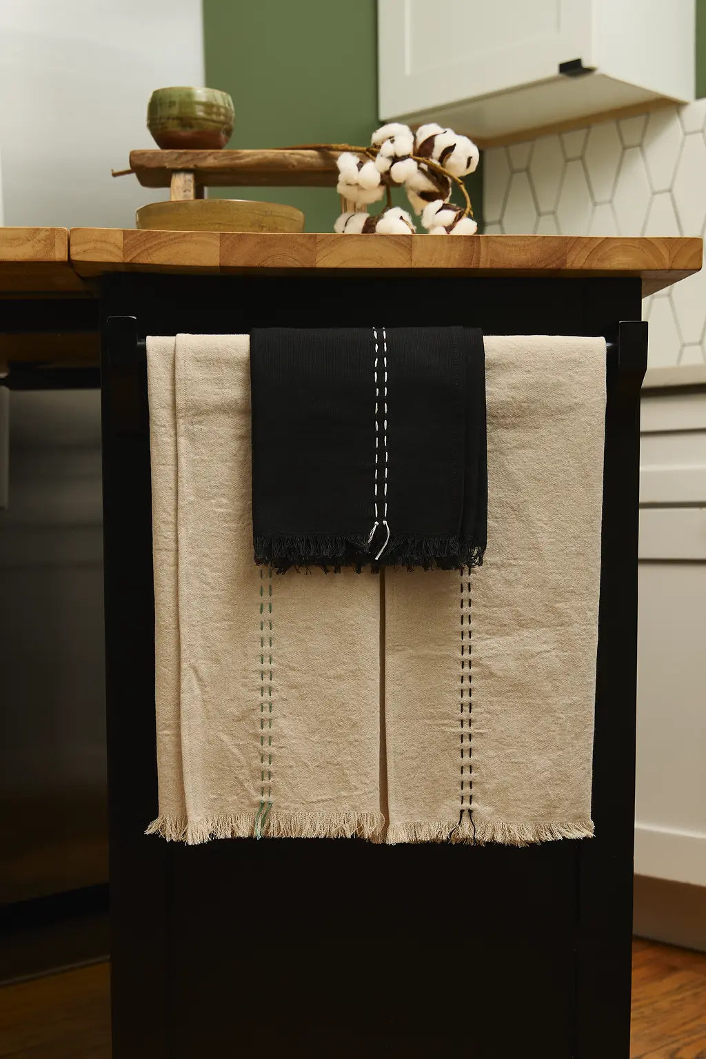 Kantha-Stitched Kitchen Towel